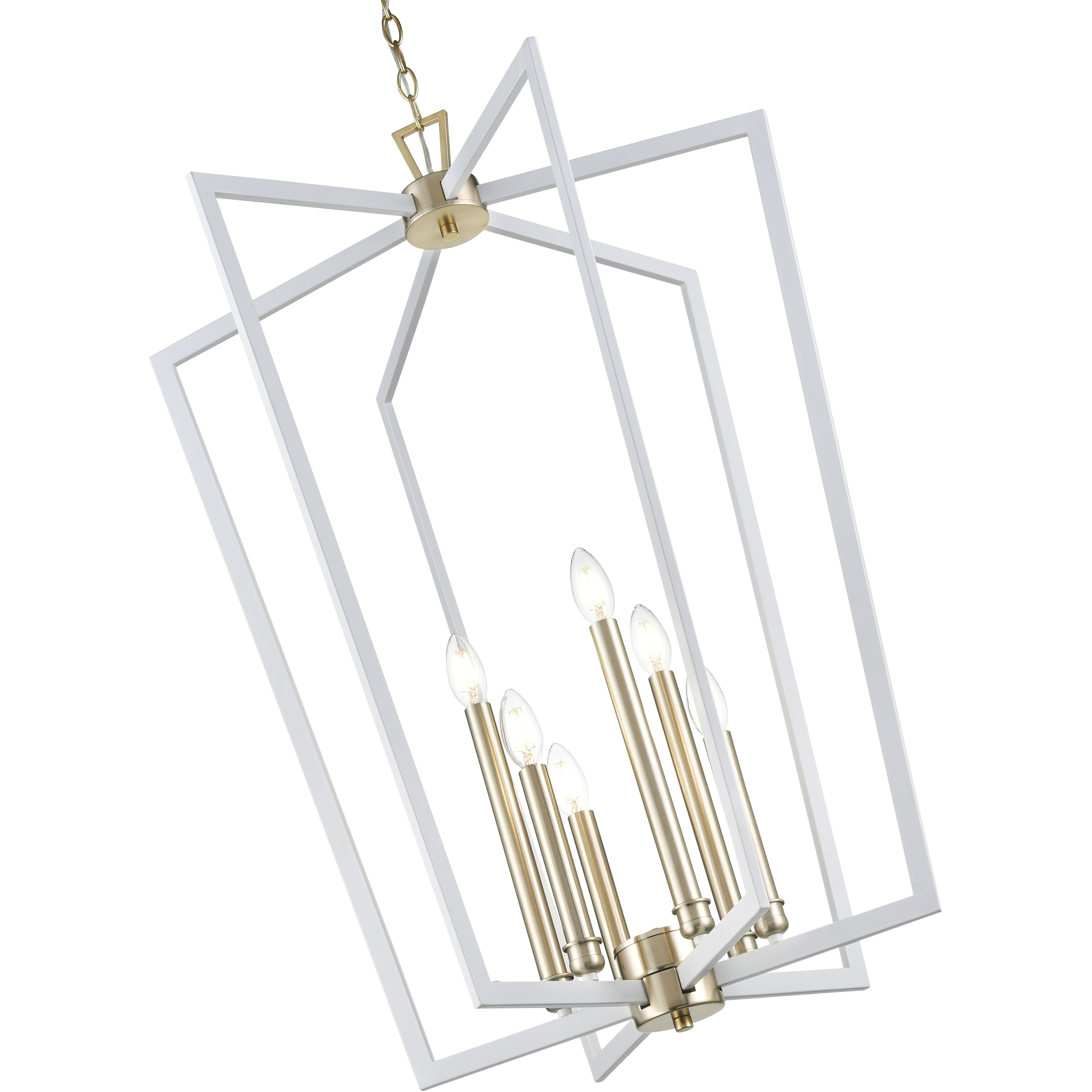 Lizabeth 6 Light 25 inch Matte White/Modern Gold Pendant Ceiling Light